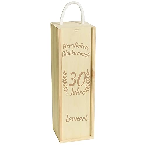 CHICCIE personalisierte Weinbox Geburtstag 33x9x9cm Natur - Geschenk Weinkiste von CHICCIE