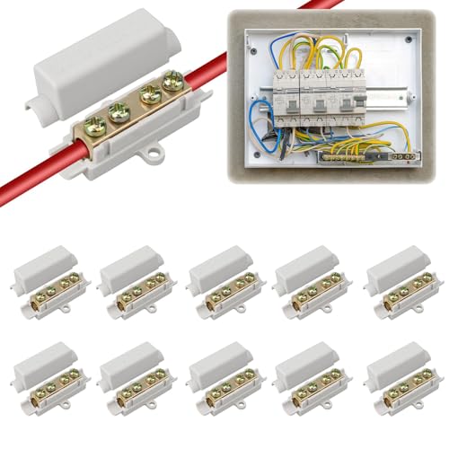 10 Stück Drahtverbinder aus Messing mit Doppelschrauben, Stoßdraht Klemmblock, Hochleistungs Kabelverbinder ABS-Gehäuse, 1000 V, 100 A, Geeignet für 2,5 Bis 16 mm² Draht für Deckenleuchten Schalter 10 Stück Drahtverbinder aus Messing mit Doppelschrauben, Stoßdraht Klemmblock, Hochleistungs Kabelverbinder ABS-Gehäuse, 1000 V, 100 A, Geeignet für 2,5 Bis 16 mm² Draht für Deckenleuchten Schalter von CHICHI:OÜ