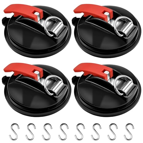 4 Stück Saugnapfs mit 8 Stück Hakens, Starker Multifunktion Saugnapf mit Haken,40 kg Tragkraft Vakuum Saugnapf,Starke Adsorption Kapazität Anwendung für Wohnmobil Markise Camper Zubehör Sonnensegel von CHICHI:OÜ