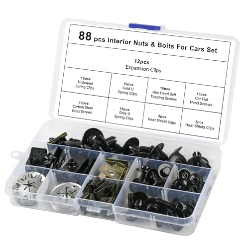 88 Stück Blechmutter Schraube Mutter Clip Kit, Clip Set mit Klemmscheiben Hitzeschutzblech Karosserieschrauben und Metall U Type Karosserie Clips, Befestigungsclip für Befestigen Reparieren Autoteil 88 Stück Blechmutter Schraube Mutter Clip Kit, Clip Set mit Klemmscheiben Hitzeschutzblech Karosserieschrauben und Metall U Type Karosserie Clips, Befestigungsclip für Befestigen Reparieren Autoteil von CHICHI:OÜ