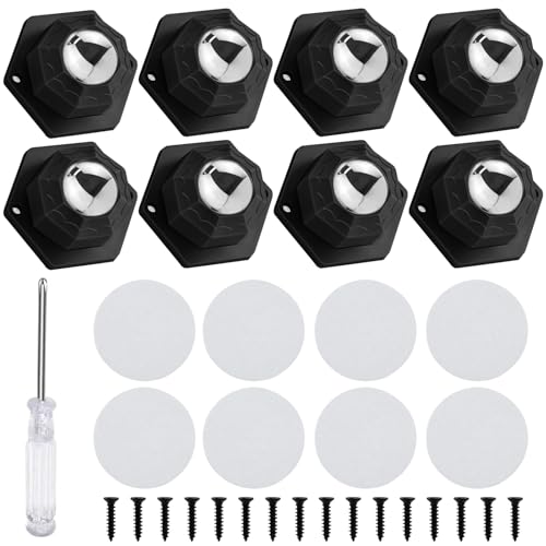 8pcs Schwarze Möbelrollen - 360 Grad Drehung Rollen für Möbel, 20 mm Schwerlast Kugelrollen mit Schraubendreher, Kann Durch Aufkleben Montiert Werden Geeignet für Küchengeräte Möbel Werkzeugkästen von CHICHI:OÜ
