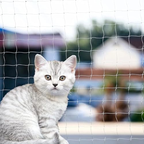 Katzennetz für Balkon 3x8M – Transparentes Katzenschutznetz Balkon, Robust Verdicktes Balkonnetz Haustiernetz für Katzen zur Sicherung von Terrassen, Fenstern, Zäunen und Türen (Weiß) von CHICHI:OÜ