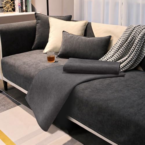 Sofa Überzug, Weiche Chenille Sofabezug für 1/2/3/4 Sitzer, Sofa-Schutzhülle mit Rutschfester Unterlage, Universelle Solide Couch Überzug,Waschbarer Möbelschutz für Wohnzimmer(Dunkelgrau, 90 x 180cm) Sofa Überzug, Weiche Chenille Sofabezug für 1/2/3/4 Sitzer, Sofa-Schutzhülle mit Rutschfester Unterlage, Universelle Solide Couch Überzug,Waschbarer Möbelschutz für Wohnzimmer(Dunkelgrau, 90 x 180cm) von CHICHI:OÜ