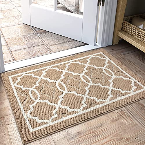 CHICHIC Schmutzfangmatte 60 x 90 cm, Fussmatte Innen rutschfeste & Maschinenwaschbare Fußmatte mit Wasserabsorbierend, Sauberlaufmatte für Haustür, Flur und Eingangsbereich, Khaki von CHICHIC