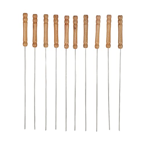 CHICIRIS 10 Stück Grillspieße Holzgriff Edelstahl BBQ Kabob Sticks für Grillen Im Freien 11,8 Zoll Leicht und Tragbar von CHICIRIS