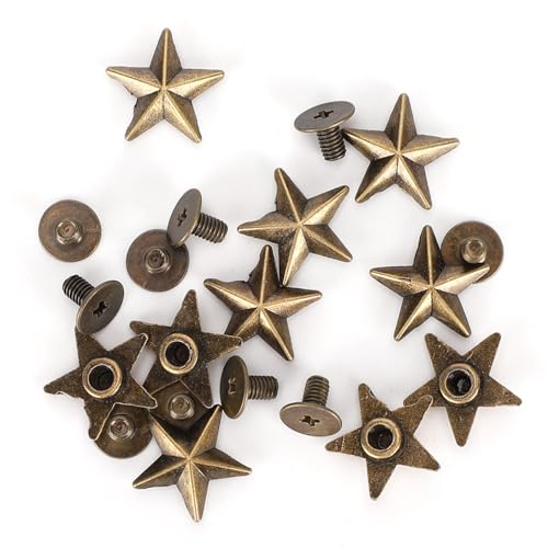 CHICIRIS 14 -mm -Sternform Nietebenen mit Schrauben für Kleidungschuhe Dekoration 50pcs für Designer und Handwerksliebhaber (Bronze) von CHICIRIS