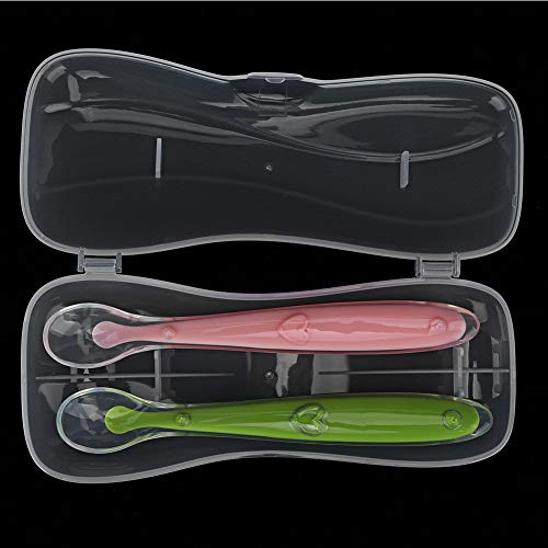 CHICIRIS 2 BABYLÖFL MIT WEICHER SPITZE UND BOX, LENBENMENTELECHTES SILIKON, SCHENELLE WÄRMEABLEMABEDER BABYS HUBER 4 MONATE (Gelb UND Grünn (Grün + Pink) von CHICIRIS