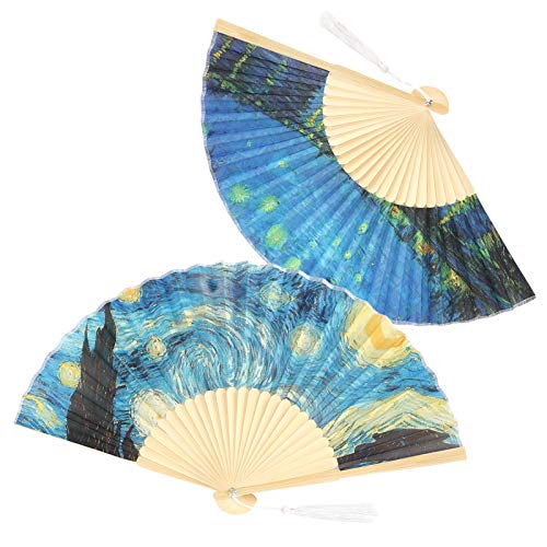 CHICIRIS 2pcs Bamboo Klappfans Handheld Dance Fans Sternennacht Party Dekorationen Leichte Handwerksfans CHICIRIS 2pcs Bamboo Klappfans Handheld Dance Fans Sternennacht Party Dekorationen Leichte Handwerksfans von CHICIRIS