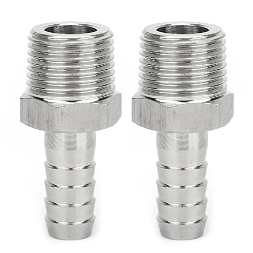 CHICIRIS 304 Edelstahl -Barb -Rohrleitungsanpassung Schnellanschluss für Druckluft in Pneumatischen Geräten, 2pcs für Projekte (BSPT1/2-10mm) von CHICIRIS