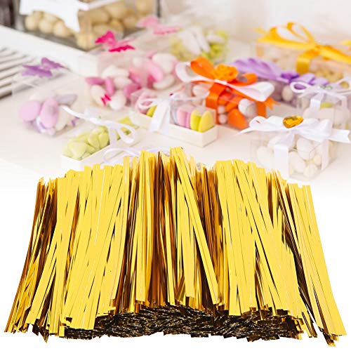 CHICIRIS 3200pcs Haustier Twist Krawatten Gold 10 Cm für Süßbeutel Versiegelung Party Hochzeitsbäckerei Geschenkkuchen Verpackung (10 cm/3200 Stücke) von CHICIRIS