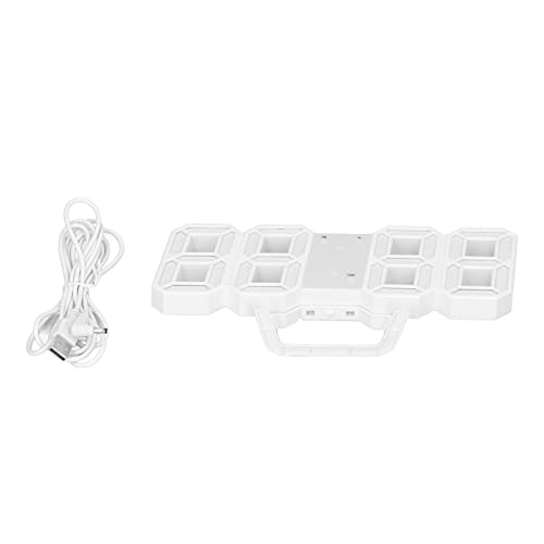 CHICIRIS 3D-LED-Wanduhr, Minimalistischer Weißer Rahmen, Digitaler Wandwecker mit Temperatur für Zuhause, Wohnzimmer, Multifunktion(Weißes Wort) von CHICIRIS