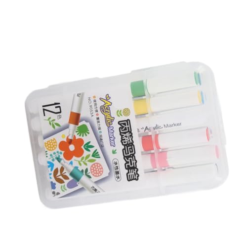 CHICIRIS Acrylfarbenmarkierungen Starke Abdeckung Schnell Trocken Runde Trommelgraffiti -Marker für Glas Metallholz 24 Pack (12 Farben) von CHICIRIS