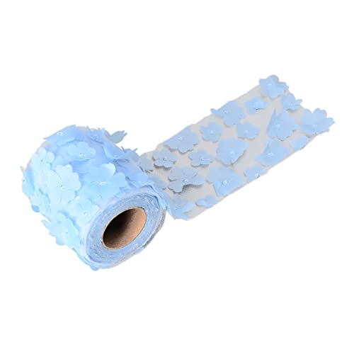 CHICIRIS Blumen Tüll Rollen Exquisite DIY Flexibel für Hochzeitsballettrock, Premium -Polyestermaterial 8 Cm 10yd (hellblau) von CHICIRIS