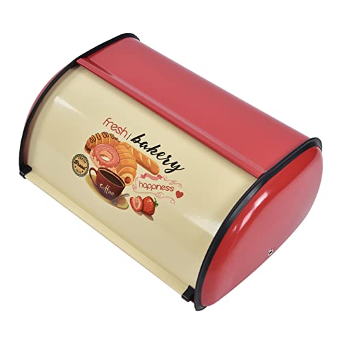 CHICIRIS Brotkasten, Brotbehälter, Brotaufbewahrung, Brotkasten aus Metall für die Küchenarbeitsplatte, Brotkastenhalter mit Großem Fassungsvermögen und Rolldeckel (Rot) von CHICIRIS