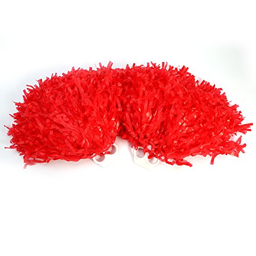 CHICIRIS Cheerleading Poms 8 Farben 2 Stück Cheerleader Pompons Handblumen Chear Poms für Sport Party Tanz für Erwachsene Teenager Kinder(rot) von CHICIRIS
