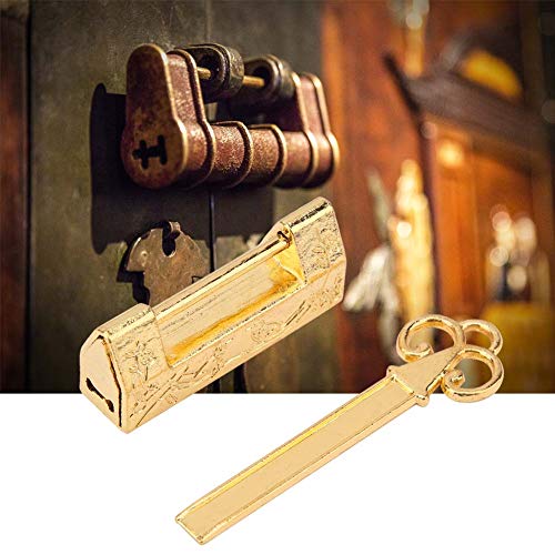 CHICIRIS Chinesischer Stil Kleines Vorhängeschloss mit Vögeln und Blumen Graviertes Design, Retro -Vintage -Schloss für Schmuckschachtel oder Mini Schränke (Magpie Golden) von CHICIRIS