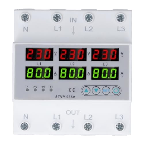CHICIRIS DIN Rail Voltmeter Amperemeter Over Unter Spannungsschutz 80A 3 Phase für AC220V AC380V mit Digitalem Display für Fabrikarbeiter CHICIRIS DIN Rail Voltmeter Amperemeter Over Unter Spannungsschutz 80A 3 Phase für AC220V AC380V mit Digitalem Display für Fabrikarbeiter von CHICIRIS