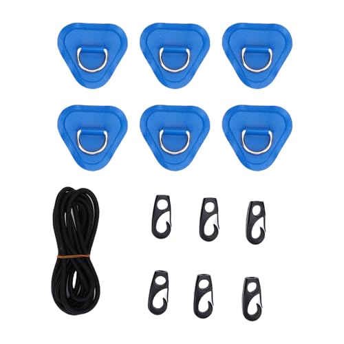 CHICIRIS Edelstahl D Ring Patch Kit, Dreieckiges Material des PVC -Edelstahls mit Elastischen Kabelhaken D Ring PVC -Pflaster für Aufblasbare Bootsfloß -Dinghy -Kajak -Kanu -Surfbrett (Blue) von CHICIRIS