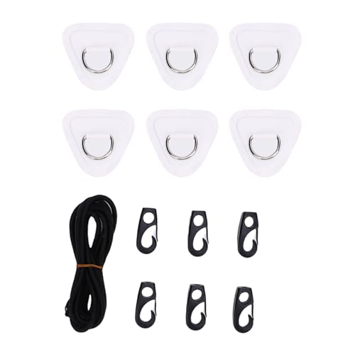 CHICIRIS Edelstahl D Ring Patch Kit, Dreieckiges Material des PVC -Edelstahls mit Elastischen Kabelhaken D Ring PVC -Pflaster für Aufblasbare Bootsfloß -Dinghy -Kajak -Kanu -Surfbrett (White) von CHICIRIS