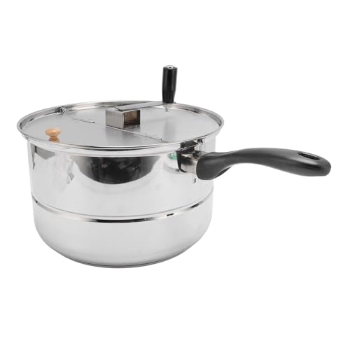 CHICIRIS Edelstahl Popcorn Popper mit Handkurbel, Schnelles Kochen für Filmnächte, für die Heim- oder Handelsnutzung, Elektroheizung Gas Elektrisch von CHICIRIS