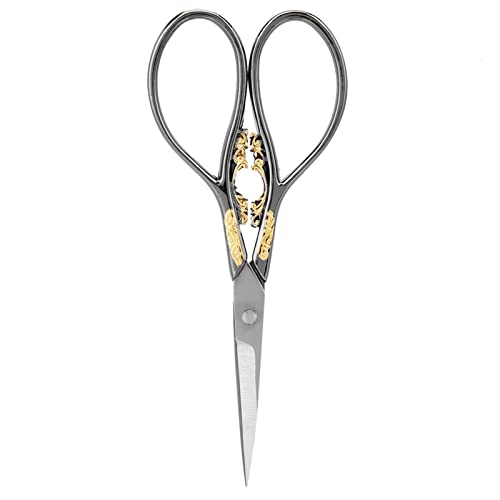 CHICIRIS Edelstahl -Schneiderschere für Antiquitätenstil für DIY -Nähen, Bastelschere für Sticken, Sammelalbum und Handwerk (schwarzgoldene Blume) von CHICIRIS