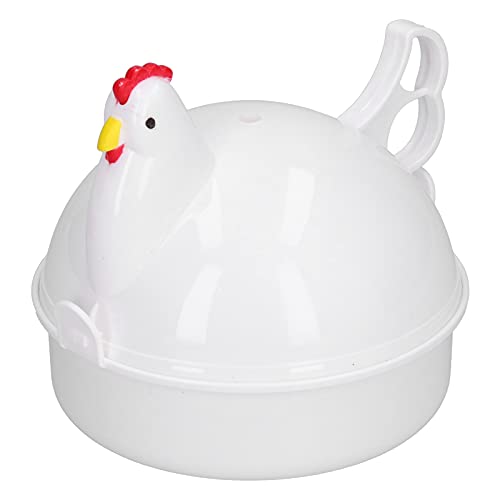 Eierkocher 4 Eier, Hitzebeständiger Mikrowellen Eierkocher Steamer Boiler in Hühnerform für die Küche zu Hause (Weiß) von CHICIRIS