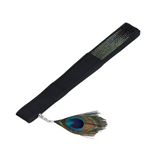 CHICIRIS Einzigartige Design Folding Fan Black Bones Bambus Handlüfter für Tanzperformance, Elegante Chinese für Brauthochzeitsrequisiten, 1 X Faltung von CHICIRIS