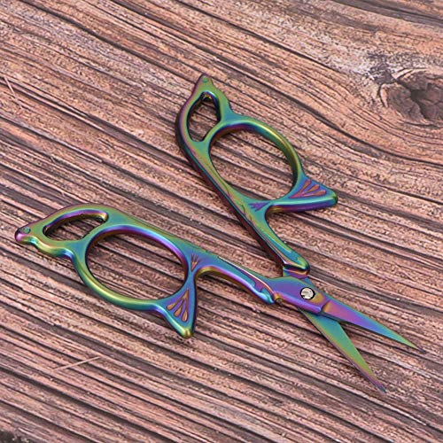 CHICIRIS Exquisite Kleine Schere, Scharfe Europäische Design-Fadenschere, für Schönheitsmaniküre, Goldplattierte Retro-Mini-Fadenschere (Farbig) von CHICIRIS