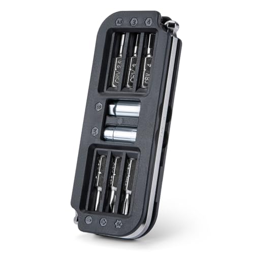 CHICIRIS Fahrradreparaturwerkzeuge Präzisionsmultitool -Schraubenschlüssel -Kit Tragbar 10 in 1 CRV -Stahl -ABS -Griff für Straßen- und Mountainbikes (BLACK) von CHICIRIS