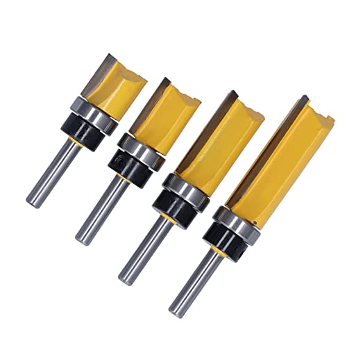 CHICIRIS Flush -Trim -Router Bit Bitlable Muster Gerade Cutter für Holzbearbeitung 4PCS Set mit Aufbewahrungsbox für Enthusiasten von CHICIRIS