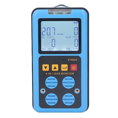 CHICIRIS Gasmonitor, 4 in 1 CO H2S O2 LEL Genaue Messschallleuchte Vibration Alarm Backit Leuchtet Gasdetektor, Wiederaufladbare Bequeme Ladung, Hochauflösender Verbesserung von CHICIRIS