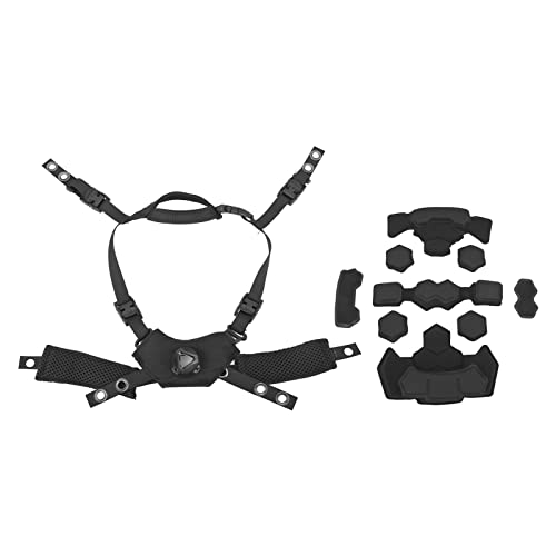 CHICIRIS Helm Liner-System Helmpolsting Kit Helm Dial Suspensionssystem 3-teiliger Set Easy Installation Softschwamm Kissen Einstellbare Kinngurt Kompatibel mit Mich Wendy ACH FMA (schwarzer Schwamm) von CHICIRIS