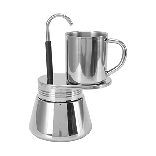 CHICIRIS Herdplatten-Espressokocher, Mini-Edelstahl-Moka-Topf-Set 1 Tasse, Italienischer Mokka-Kaffeebereiter mit Einzelauslauf und Tasse, 220 Ml/7,4 Oz von CHICIRIS