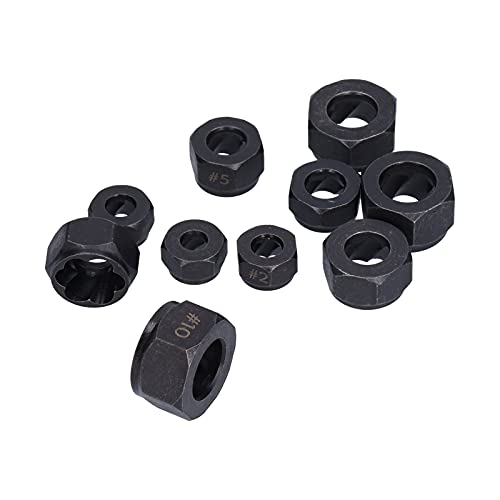 CHICIRIS Hex-Nuss-Entferner-Kit 10pcs Spiralschneidzähne Disassembling-Werkzeug Zum Befestigen und Wartung für 9-19 Mm Muttern und Schrauben Geeignet (Niedriges Modell) von CHICIRIS