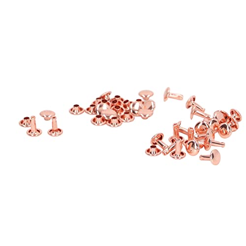 CHICIRIS Iron Leder Nieten Kit Leicht Tragbare 100 Sets Doppelkappen Nieten für Kleidungsstierkragen Taschen Roségold von CHICIRIS