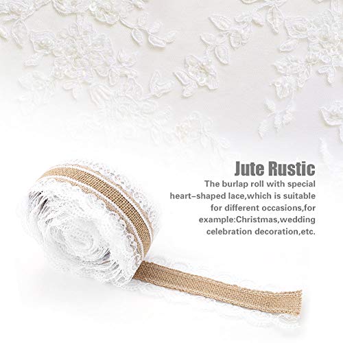 CHICIRIS Jute Roll mit Herzförmiger Spitze - Sackleinen Hessian für Weihnachten Hochzeit von CHICIRIS