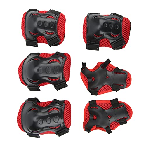 CHICIRIS Kids Protective Gear Set Kids Arms Armward Knie & Elbow Pads Verstellbare Sicherheitsausrüstung für 6-18 Jahre Alt mit Belüftetem Design Weicher Schwamm (Rot) von CHICIRIS