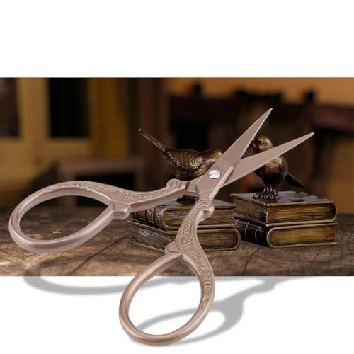 CHICIRIS Klassische Schere aus Edelstahl - Vintage -Design für Schneiderstoffhandwerk Langlebiges und Effizientes Werkzeug (Kleine goldene Cutter Tee Farbe) von CHICIRIS