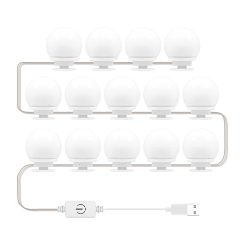 CHICIRIS LED -Spiegellicht, 2 Glühbirnen, 3 Temperaturen, Unendliches Dimmen, Einfache Installation für -up Tisch, Waschtisch mit USB Antrieb, Ankleidekabine, Schlafzimmer (14 Lampen) von CHICIRIS