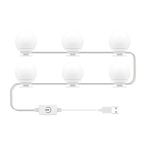 CHICIRIS LED -Spiegellicht, 2 Glühbirnen, 3 Temperaturen, Unendliches Dimmen, Einfache Installation für -up Tisch, Waschtisch mit USB Antrieb, Ankleidekabine, Schlafzimmer (6 Glühbirnen) von CHICIRIS