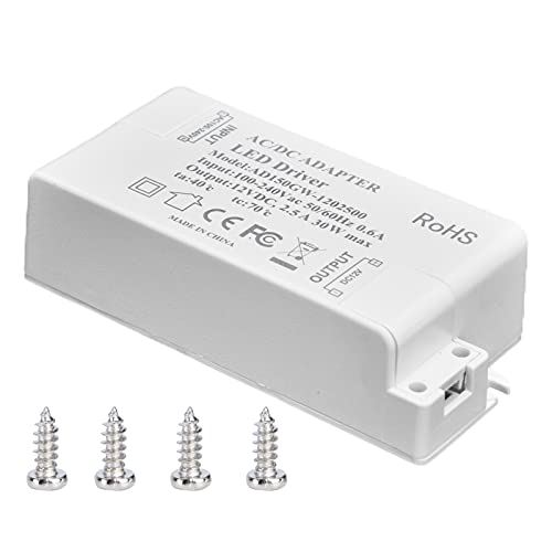 CHICIRIS LED-Treiber, 30W DC 12V 2.5A Elektrischer Transformator, kein Flackernder LED-Lichttransformator für Badezimmer-WC von CHICIRIS