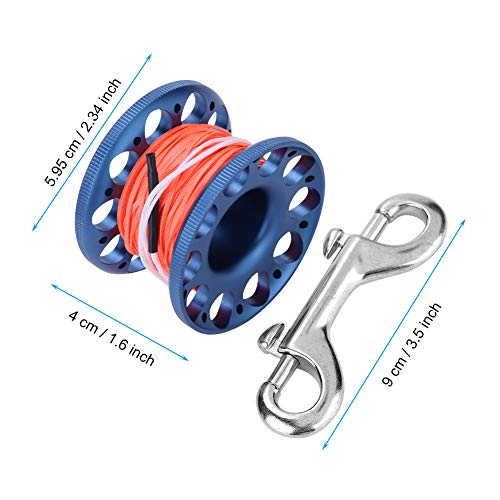 CHICIRIS Mini Tauchrollen Spulenlinie Compact 30m mit 316 Edelstahl-Haken-Anti-Fedangle-Rotationsstecker für Scuba-Tauchen Schnorcheln (Typ 3) von CHICIRIS