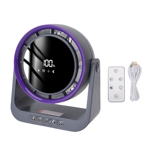 CHICIRIS Schreibtischlüfter, 2400 MAh Lirre Circulator Desk Lüfter Blattloser Ruhiger USB -Digitaltisch mit Fernbedienung für Schlafzimmer Büroküche (Lilagrau) von CHICIRIS
