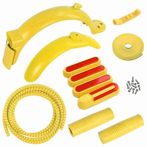 CHICIRIS Scooter-Müllkugel-Kit, Hintere und Vordere Kotflügelset mit Reflektierenden Aufklebern, Silikonhandbremsabdeckung, Bremsrohrabdeckung, Komfortgriffabdeckungen, Anti-Kollisions-Streifen für von CHICIRIS
