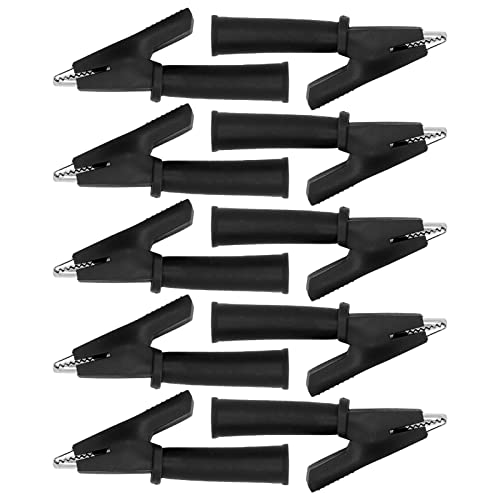 CHICIRIS Sicherheitsmultimeter -Klemme/Halter - 10pcs Messing PVC Isolierte Test Krokodil Klemmclips Breite Anwendung für Elektronische Instrumente und Wohnmobile Geeignet (BLACK) von CHICIRIS