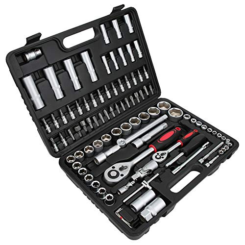CHICIRIS Sockelschlüssel -Set Haltbar und Robust für die Wartung und Reparatur von Autos - 94 PC Werkzeug Set Kit Mechanik für Automobilindustrie und Haushalt Chrom Vanadium Stahlmaterial von CHICIRIS