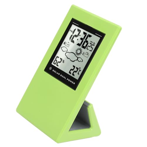 CHICIRIS Solarwetteruhr, Digitale Temperaturfeuchtigkeitsmesser für das Büro in der Heimschule, das Timing, Leicht zu Lesen, Langlebig, mit Sensor- und Schaltfunktion, Geeignet für Mehrere (GREEN) von CHICIRIS