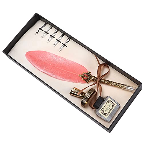 CHICIRIS Stilvoller Federstift -Set Gefertigtes Edelstahl Kalligraphie -Stift Geschenkset für Tischdekoration Gothic & Italian Kalligraphie (PINK) von CHICIRIS