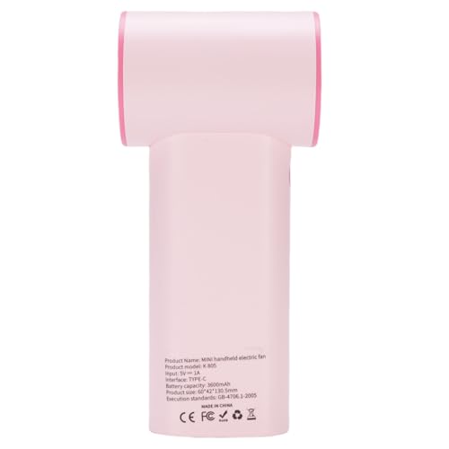 CHICIRIS Tragbarer Stufenloser Handheld -Lüfterverstellbares USB -wiederaufladbarer Mini Lüfter mit Digitaldisplay für Travel Camping Office Home (PINK) von CHICIRIS