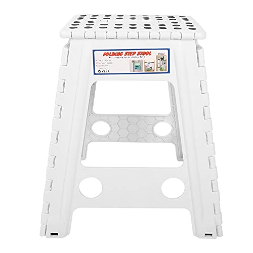 CHICIRIS Tritthocker Klappbar, Faltbarer Tritthocker Living Dots Klappbarer Tritthocker Rutschfester Faltbarer Stuhl für Erwachsene (Elfenbein mit schwarzen Punkten) von CHICIRIS
